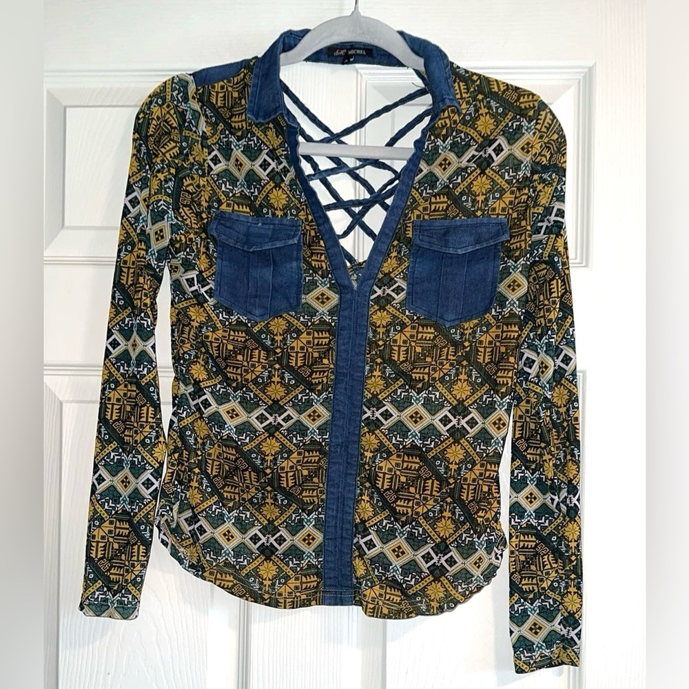 Michel Boho Style Blouse with Denim